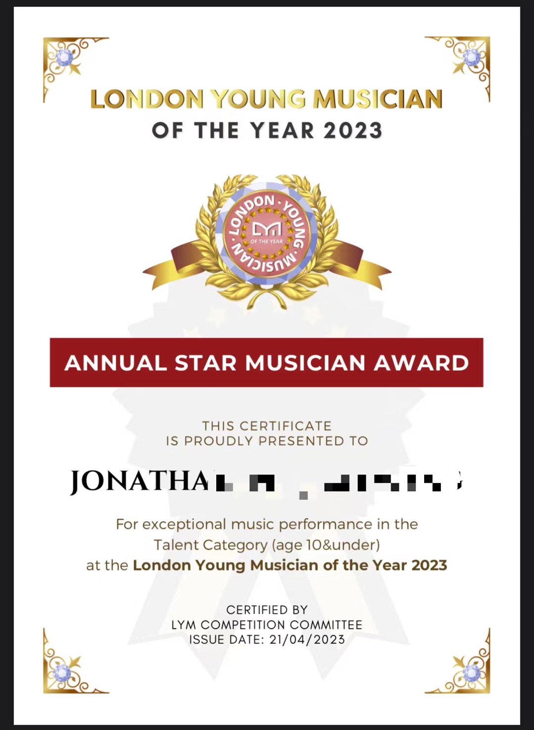 Annual Star Musician Award — London Young Musician 2023