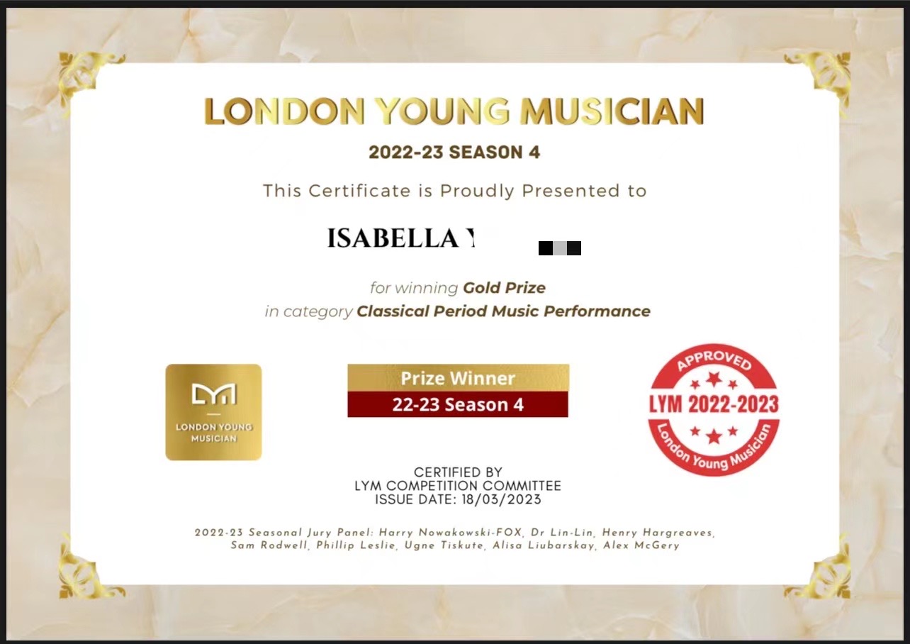 Gold Prize — London Young Musician 2022–23 Season 4